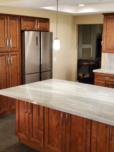 Hunter Pass, Kitchen Remodel, All Access Construction, Marble countertops & backslplash, mosaic over stove, finished picture