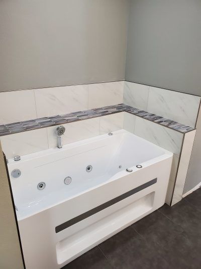 East County Elegance, Master Bathroom Suite Remodel, Huge walk in shower with jets and shower rainhead, jet jacuzzi tub, double vanity, marble countertops, All Access Construction, Inc
