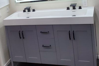 Bridal Run, Modern Luxury, Master Bathroom remodel, All Access Construction Inc, trough double sink, shower jets, shower rainhead, shower window, tiled shower ceiling, after picture
